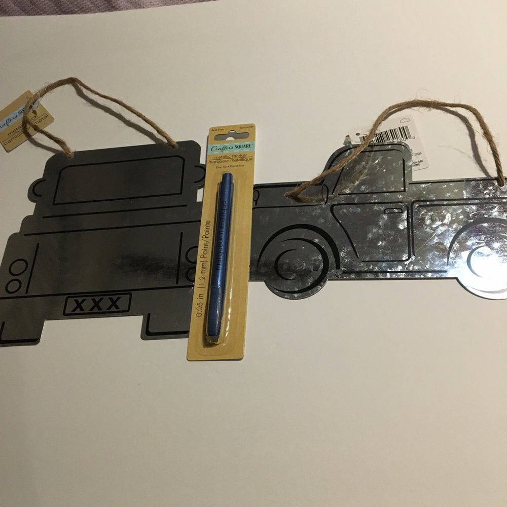 Galvanized metal truck signs set of 2
